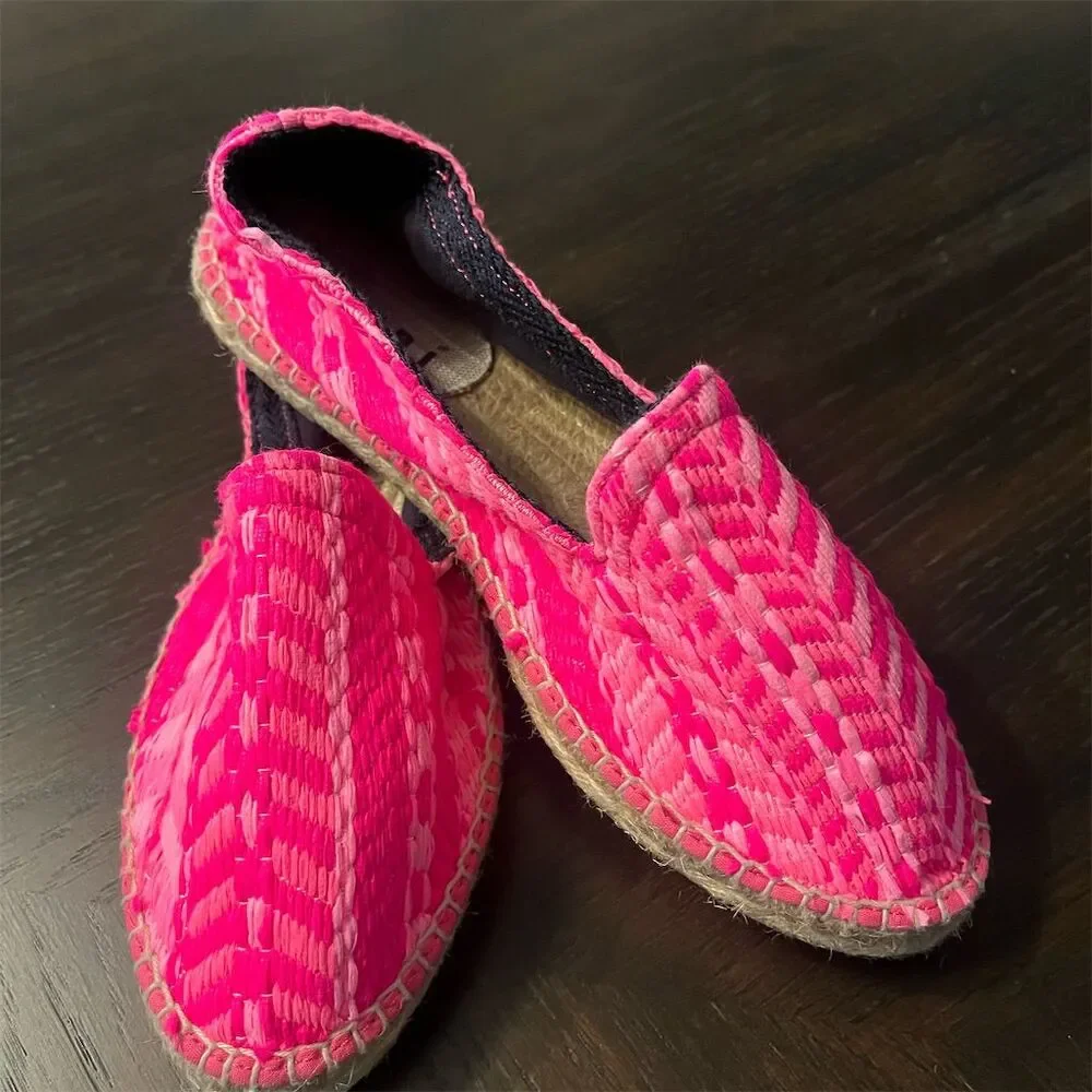 Manebi Made In Spain Women's Pink Espadrille Flats Slip-On Casual Shoes New
